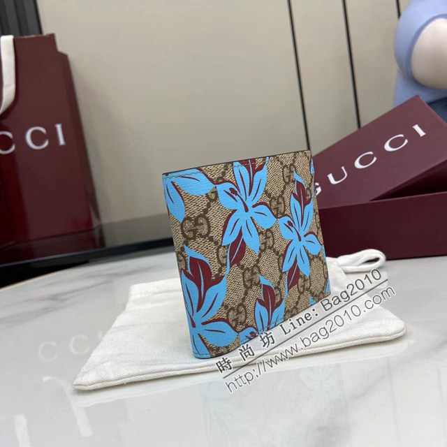 Gucci專櫃古馳2025早秋系列最新款花卉印花男款短夾錢包 jh2689型號：841146